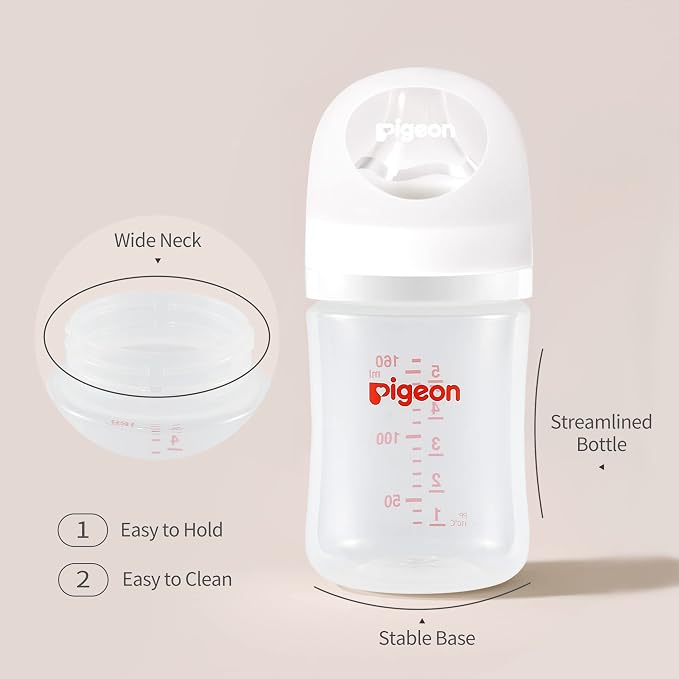 Pigeon PP Nursing Bottle Wide Neck, Anti-Colic, Streamlined Body, Natural Feel - Image 2