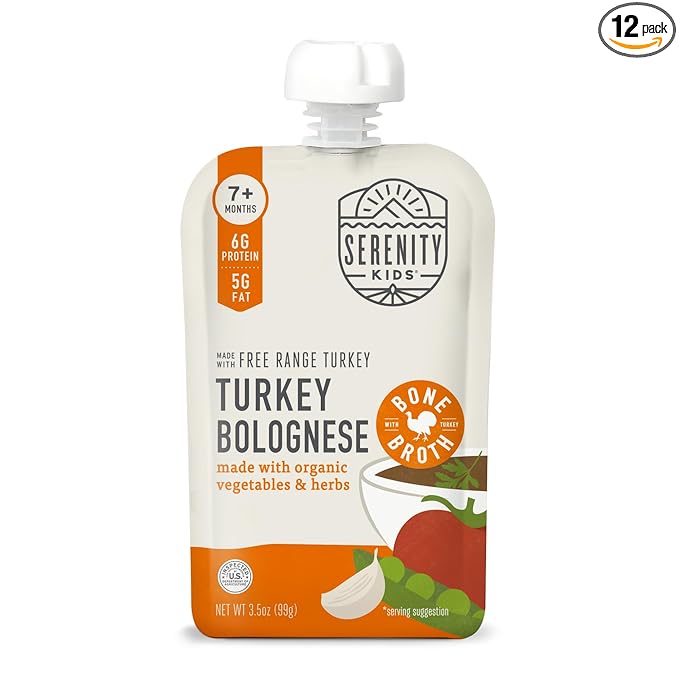 Serenity Kids 7+ Month Turkey Bolognese Bone Broth Baby Food Puree by SerenityKids