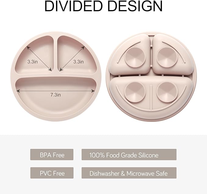 Silicone Feeding Set, 2 Pack Divided Toddler Plates - Image 2