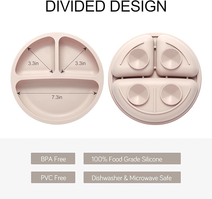 Baby Feeding Set, 2 Pack Silicone Baby Plates - Image 2