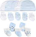 Newborn Baby Boy Girl Caps Mittens Socks Set Cotton Baby Essentials Accessories by MAMIMAKA