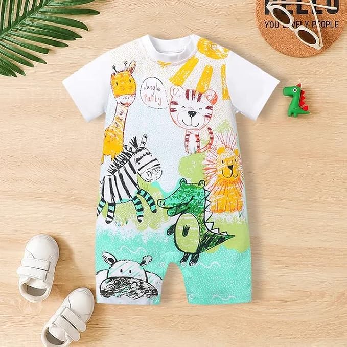 Cute Giraffe + Zebra With Floral Print Long Sleeve Baby Girl Clothes White - Image 2
