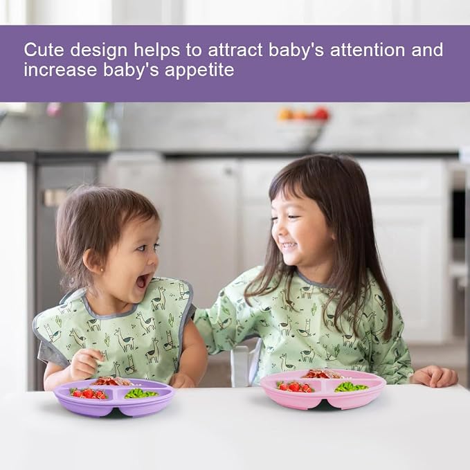 Vicloon Suction Plates, 100% Food Grade Silicone BPA Free Baby Plates, Divided - Image 7