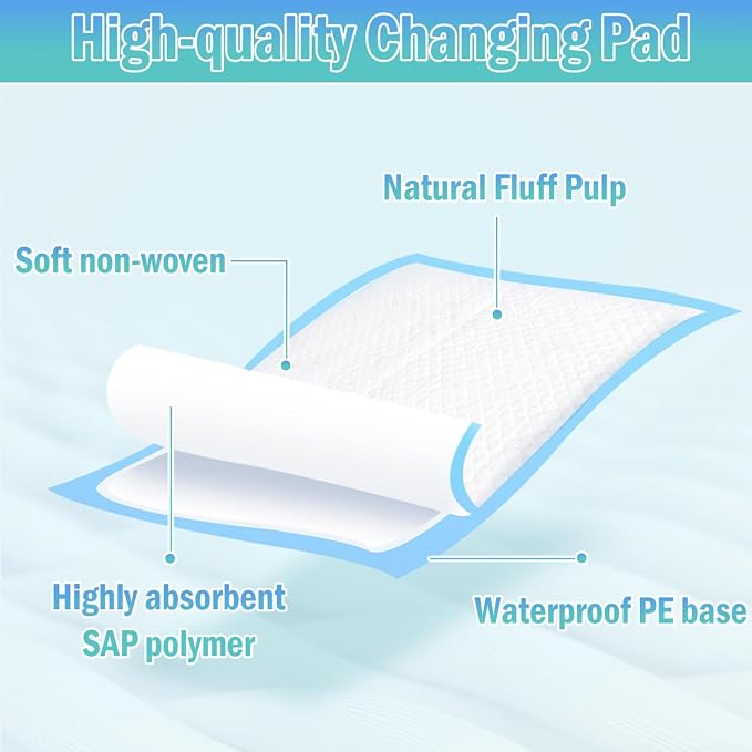 Rocinha 100 Pack Disposable Changing Pads Baby Disposable Underpads Waterproof - Image 2