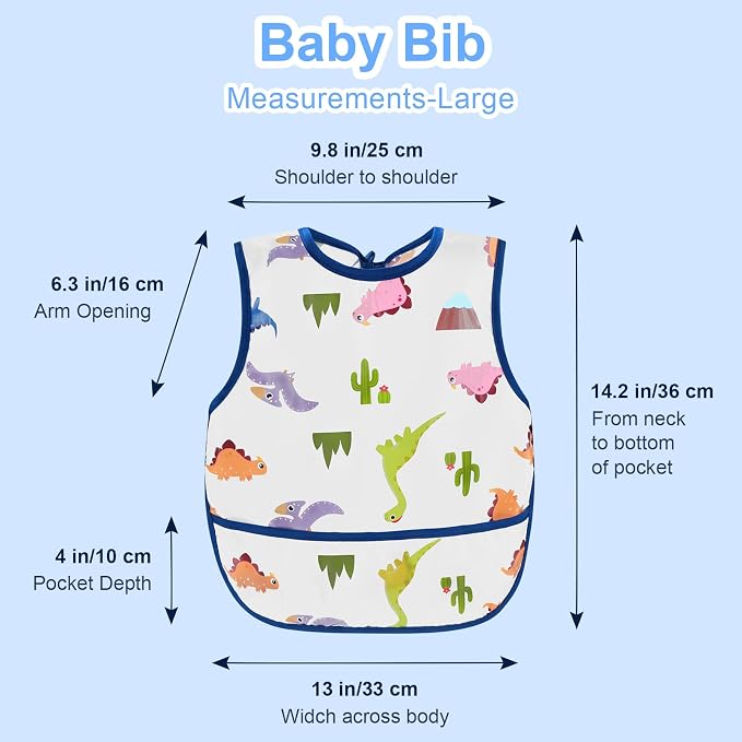 Accmor Baby Bibs, Waterproof Baby Toddler Bibs, Apron Smock Bib - Image 7