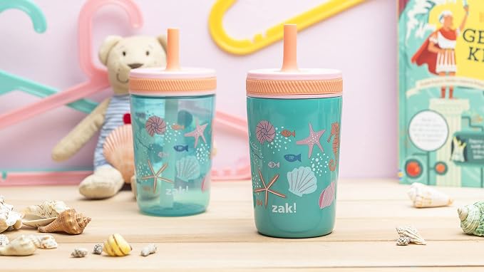 Zak Designs Shells Kelso Tumbler Set, Leak-Proof Screw-On Lid - Image 11