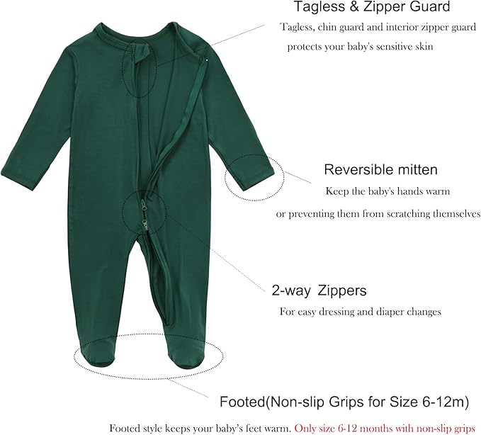Aablexema Baby Zipper Pajamas Bamboo Rayon - Image 4