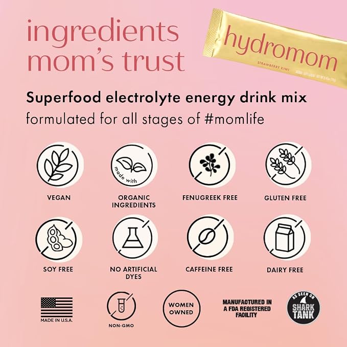 Boobie Hydromom Superfood Electrolyte Drink Mix, Strawberry Kiwi + Blue - Image 8