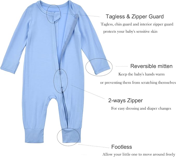 Aablexema Baby Footless Pajamas Zipper - Image 3