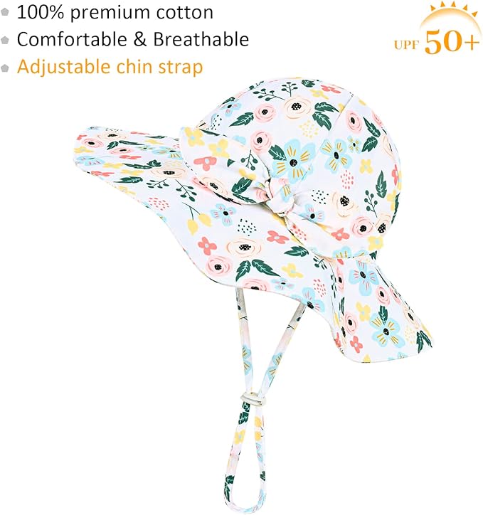 Baby Girl Sun Hat with UPF 50+ Outdoor Adjustable Beach Hat with Wide Brim - Image 2