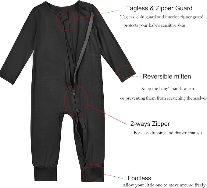 Aablexema Baby Footless Pajamas Zipper - Image 3