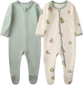 O2 BABY Baby Boys Girls Organic Cotton Zip-Front Sleeper Pajamas, Footed Sleep by O2BABY