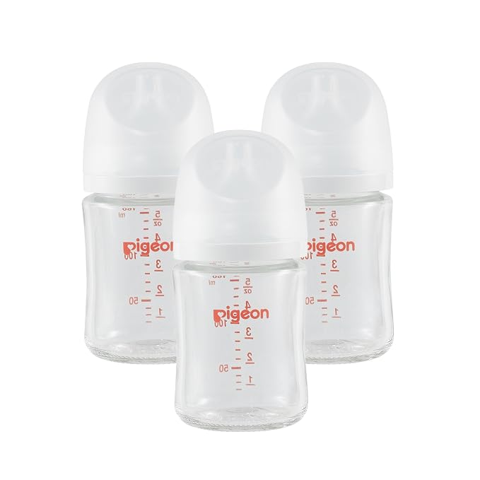Pigeon Glass Nursing Bottle Wide Neck, Nurture & Nest, Anti-Colic, Streamlined by PIGEON