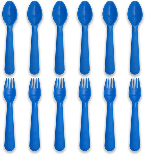 12 Pcs Kids Spoons and Forks Toddler Utensils Plastics Reusable Silverware Baby by Muulaii