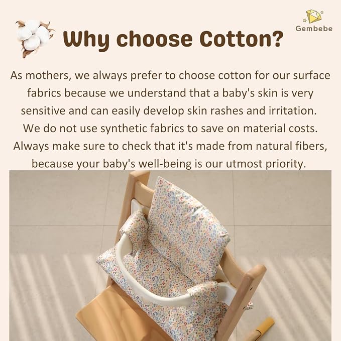 Waterproof Cotton Cushion Set, Stokke Tripp Trapp Compatible, 100% Cotton - Image 3