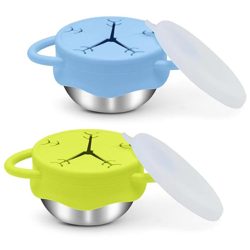 2 Pack Toddler Snack Containers –13.5oz Food Grade Stainless Steel Snack Cups by FHskFH
