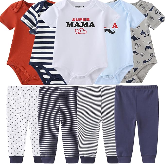 Baby Layette Set Baby Boys' 9-Piece Bodysuits Pants Set Toddler Girl Boy Unisex by Kiddiezoom