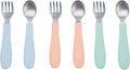 WeeSprout Toddler Utensils, 3 Forks & 3 Spoons, 18/8 Stainless Steel & Food by WeeSprout