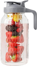 Fruit Infuser Water Pitcher, Glass Mason Jar Pitcher, 64oz Wide Mouth Jug by KOIKEY