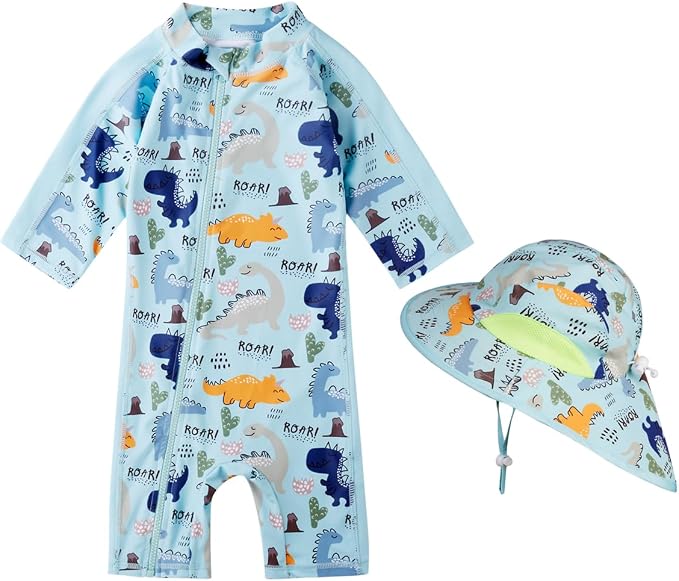 Toddler Baby Boys Swimsuit Rashguard One Piece Zipper Bathing Suit - Image 4