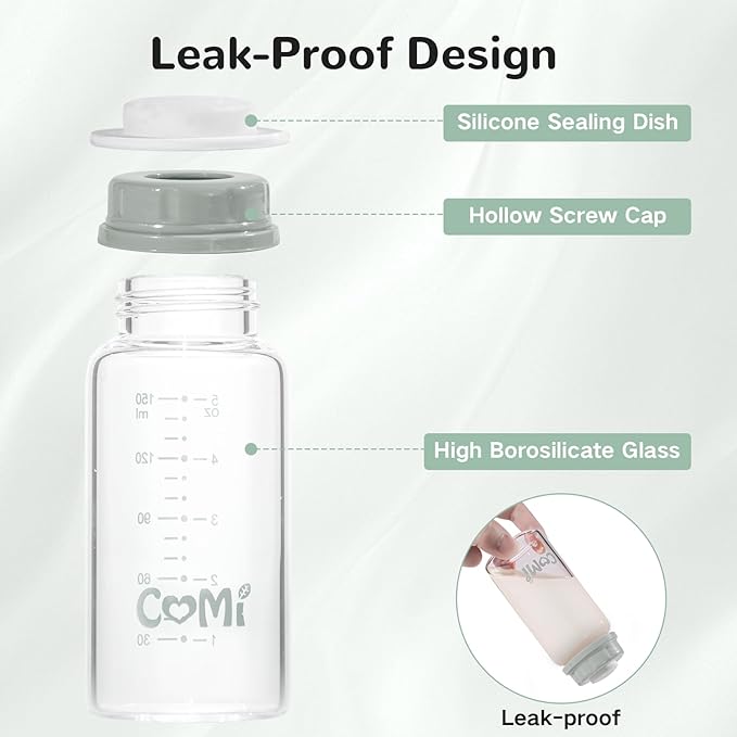 COMI Natural Glass Baby Bottle, Standard Neck Breastmilk Storage Bottle - Image 5