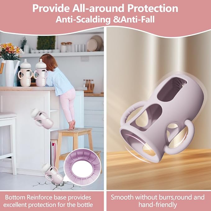 2 Pack Silicone Sleeves for Avent Natural Glass Bottles, Anti Breakage Baby - Image 3