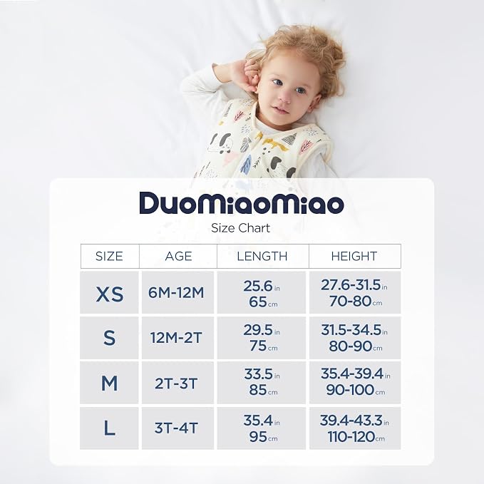 Duomiaomiao 0.5 TOG Toddler Sleep Sack 24-36 Months 100% Cotton Lightweight - Image 7