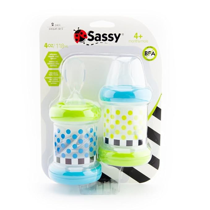 Sassy Baby Food Nurser – 4+ Months Set of 2- 4oz 100% Silicone Nipple and Spoon - Image 6