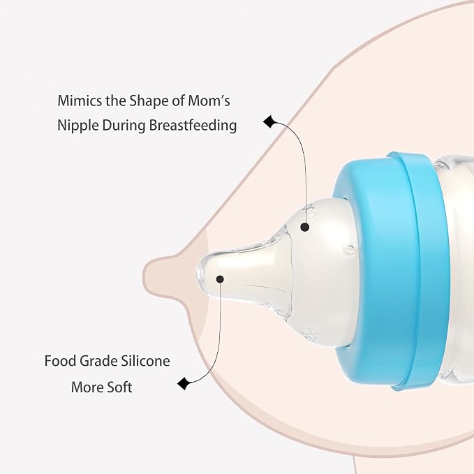 YOHKOH Glass Baby Bottles with Slow Flow Nipple, Newborn Anti-Colic Baby Bottles - Image 6