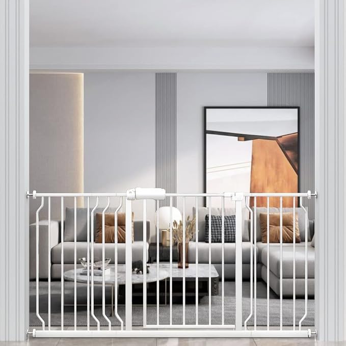 WAOWAO Baby Gate 62.19-66.88" Extra Wide Pressure Mounted Walk Through Swing by WAOWAOBABYSAFETYPRODUCTS