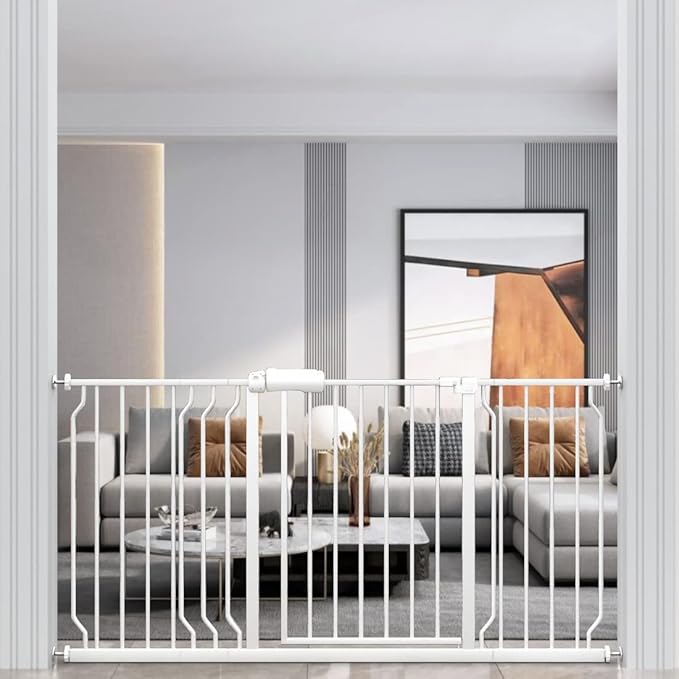 WAOWAO Baby Gate 52.76-57.45" Extra Wide Pressure Mounted Walk Through Swing by WAOWAOBABYSAFETYPRODUCTS
