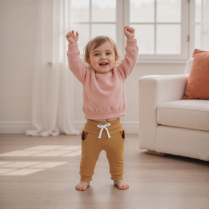 Sejardin Toddler Baby Boy Girl Pants 3 Pack Solid Color Elastic Waist Jogger - Image 4