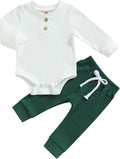Newborn Baby Boy Girl Clothes Ribbed Knitted Long Sleeve Romper Pants Solid by MABABY