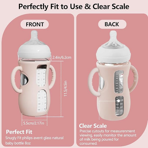 2 Pack Silicone Sleeves for Avent Natural Glass Bottles, Anti Breakage Baby - Image 2