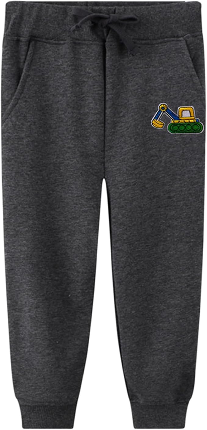 LOKTARC 2 Pack Boys Drawstring Sweatpants Cute Pattern Cotton Sport Jogger Pants - Image 3