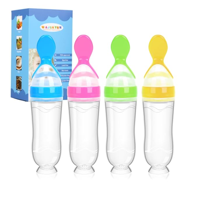 Baby Food Feeder 4 Pack Silicone Baby Food Dispensing Spoon-WAJIAYON, 3 oz by WAJIAYON