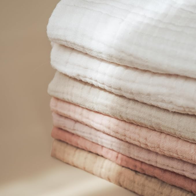 Konssy Baby Muslin Washcloths 7-Pack, 100% Cotton Baby Bath Washcloths - Image 7