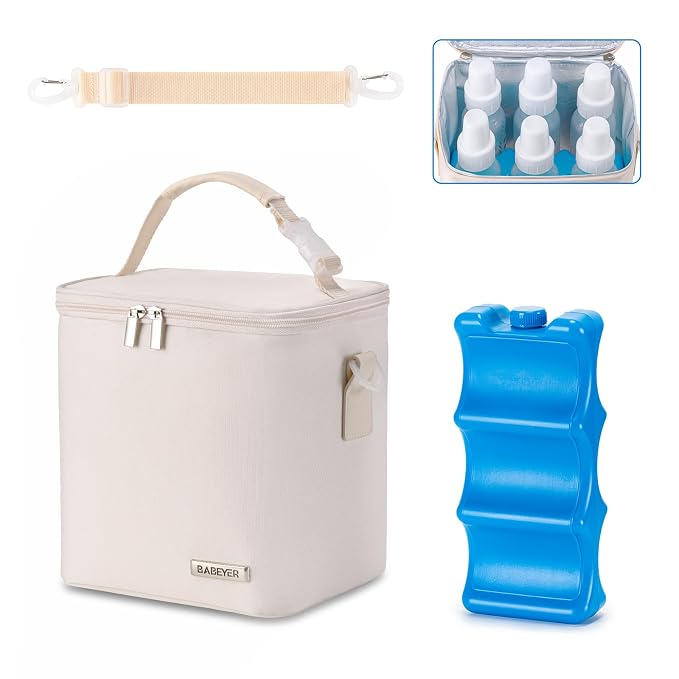 Breastmilk Cooler Bag with Ice Pack Fits 6 Baby Bottles Up to 9 Ounce, Baby by BABEYER