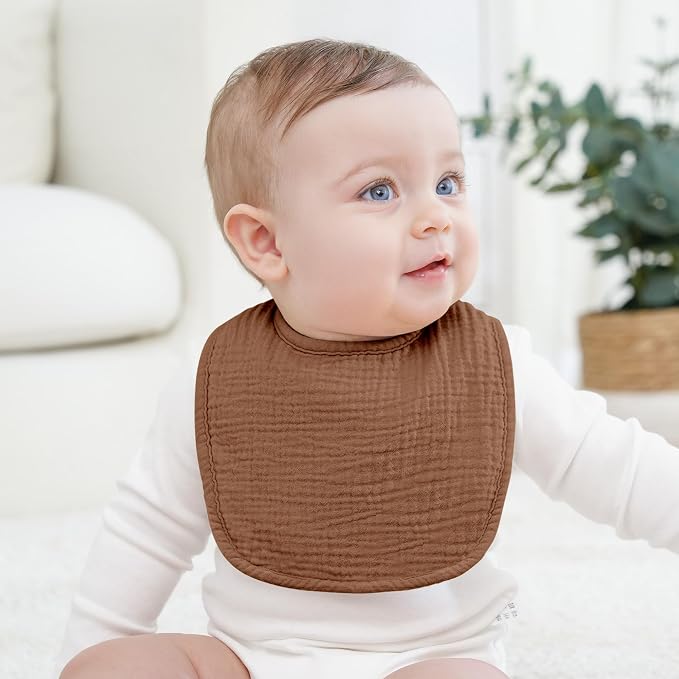 Bearmoss Muslin Baby Drooling Bibs 8 Pack, 100% Cotton Square Adjustable - Image 6