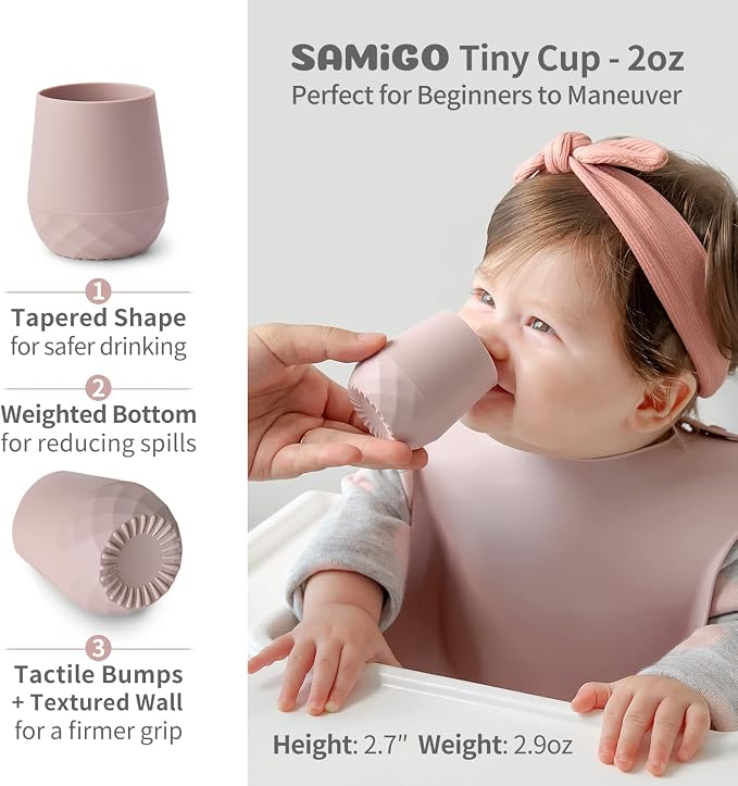 SAMiGO Silicone Baby Cups for 6-12 Months, Tiny Open Cups for Training and - Image 2