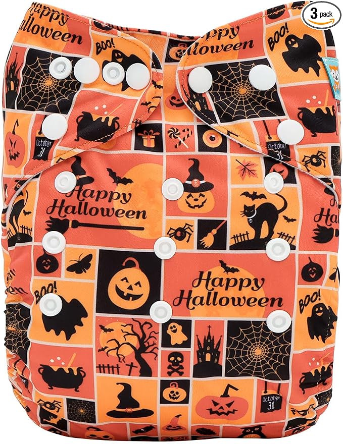 ALVABABY Halloween Baby Cloth Diapers One Size Adjustable Washable Reusable by ALVABABY