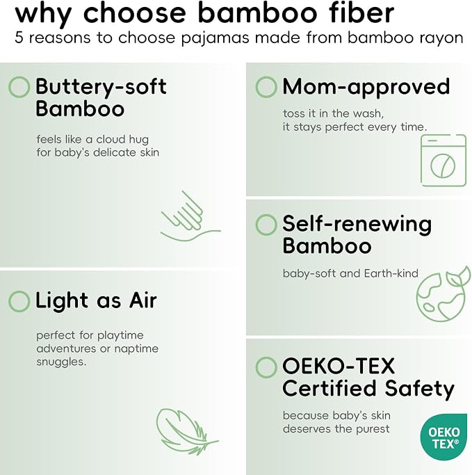 pureborn Baby Toddler Kids Viscose from Bamboo Pajamas Set Pjs 2pcs 18M-8Y - Image 4