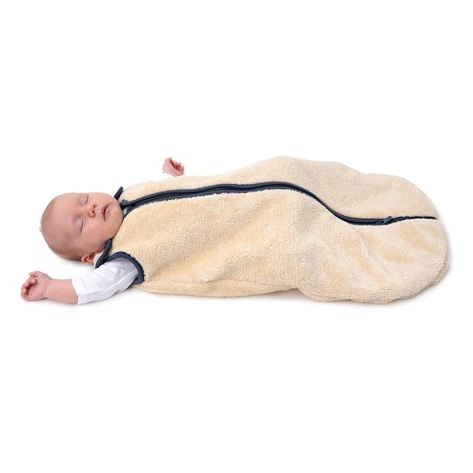 baby deedee Sleep Nest Teddy Baby Sleeping Bag, Oatmeal Navy - Image 3