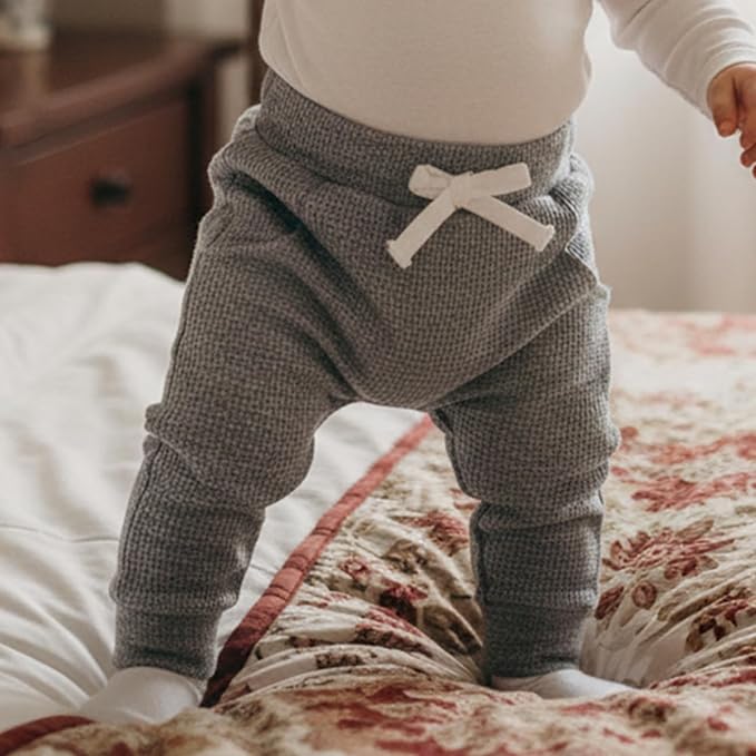 Sejardin Toddler Baby Boy Girl Pants 3 Pack Solid Color Elastic Waist Jogger - Image 3