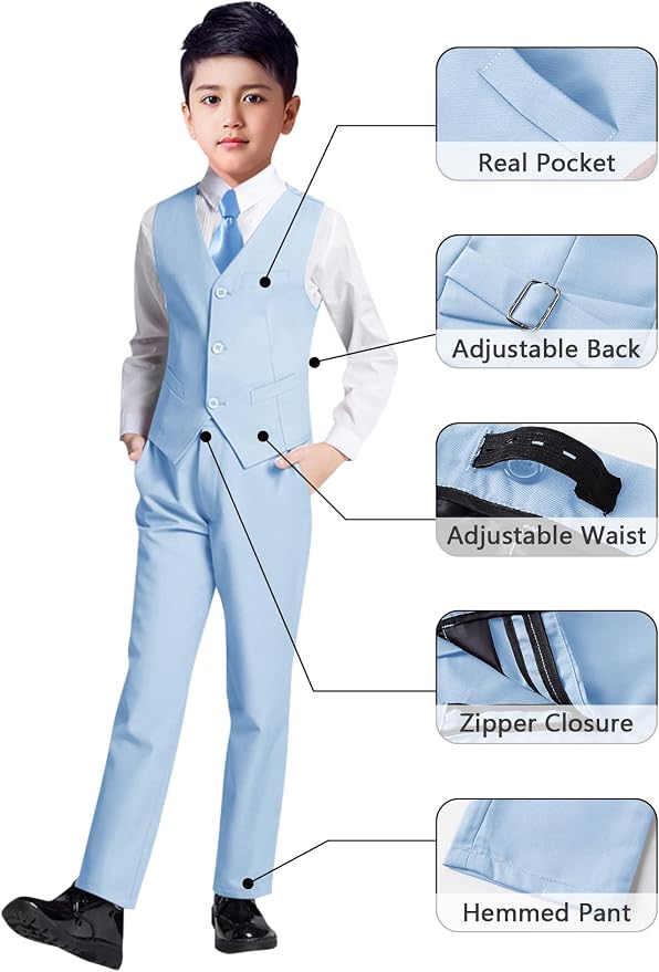 YuanLu Boys Suit for Kids Tuxedo Wedding Ring Bearer Outfit, 5 Piece Boy Slim - Image 4