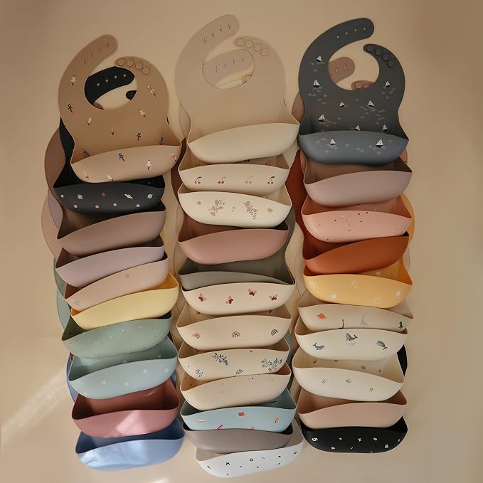 mushie Silicone Baby Bib | Adjustable Fit Waterproof Bibs - Image 7