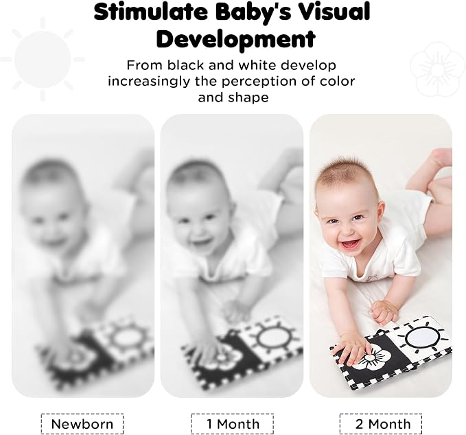 URMYWO Black and White Tummy Time High Contrast Newborn Toys 0-3 Months - Image 3