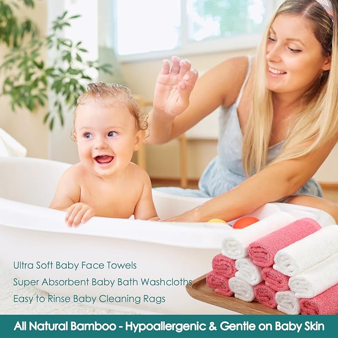 Baby Washcloths 12 Pack, 10x10 inch Heavenly Soft Wash Cloth - Image 4