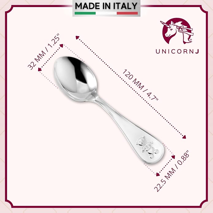 Sterling Silver Baby Spoon Fork Set Teddy Bear Design Personalized Engravable | - Image 2
