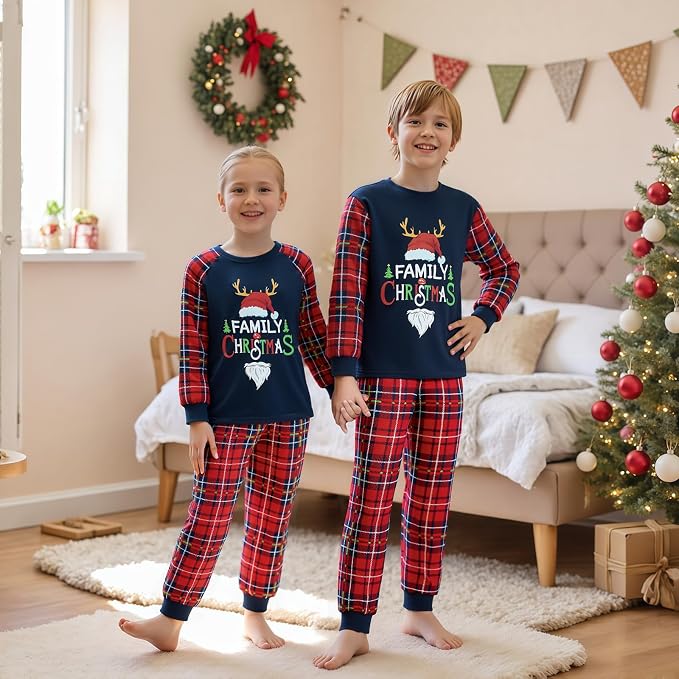 Awoscut Christmas Family Matching Pajamas Christmas Pjs Holiday Nightwear - Image 4